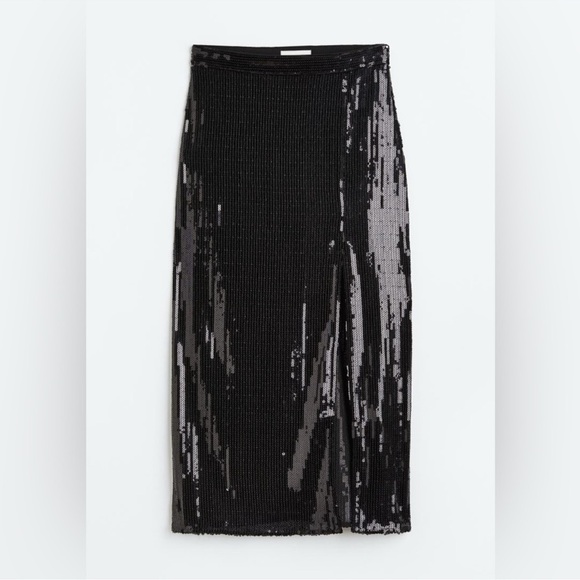 H&M sequined midi skirt side slit Size 10 - Picture 1 of 8